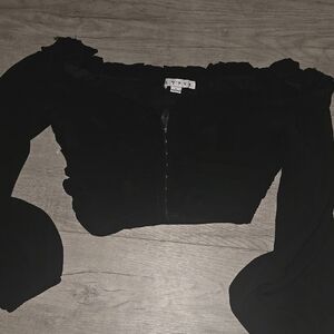 HYFVE Black Off-Shoulder Crop Top